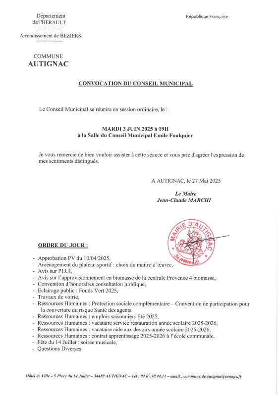 Convocation Conseil Municipal