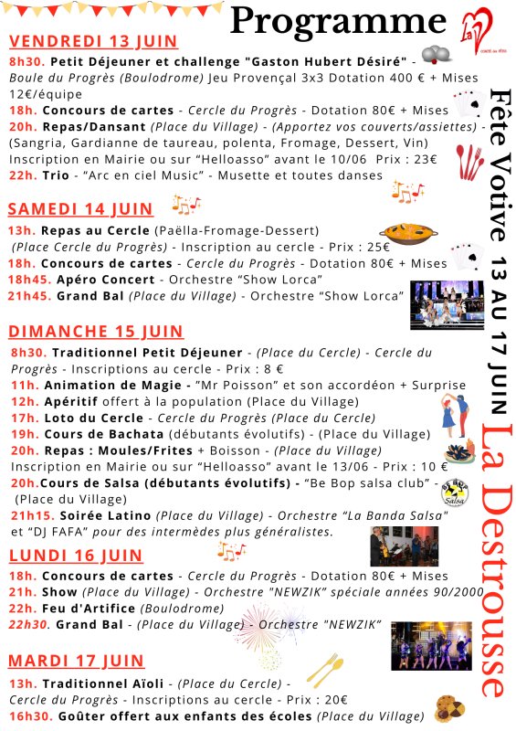 🎉C'est ce week-end : Fête du village du 13 au 17 Juin🎉