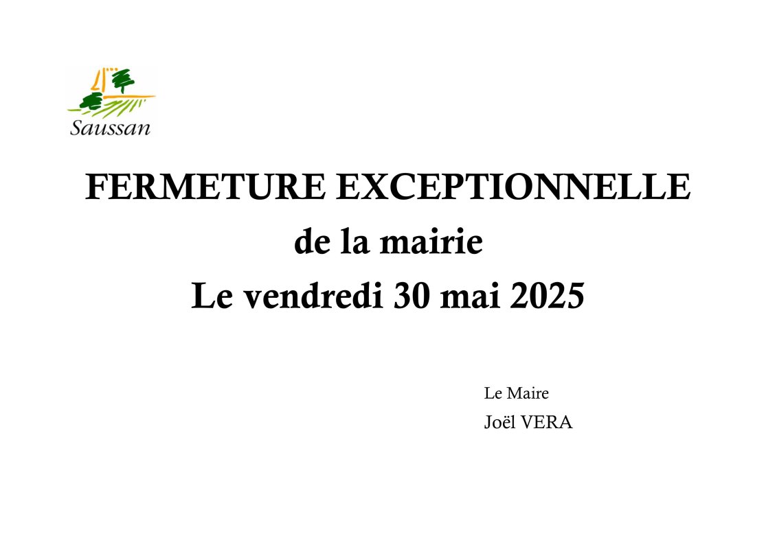 Fermeture exceptionnelle de la mairie