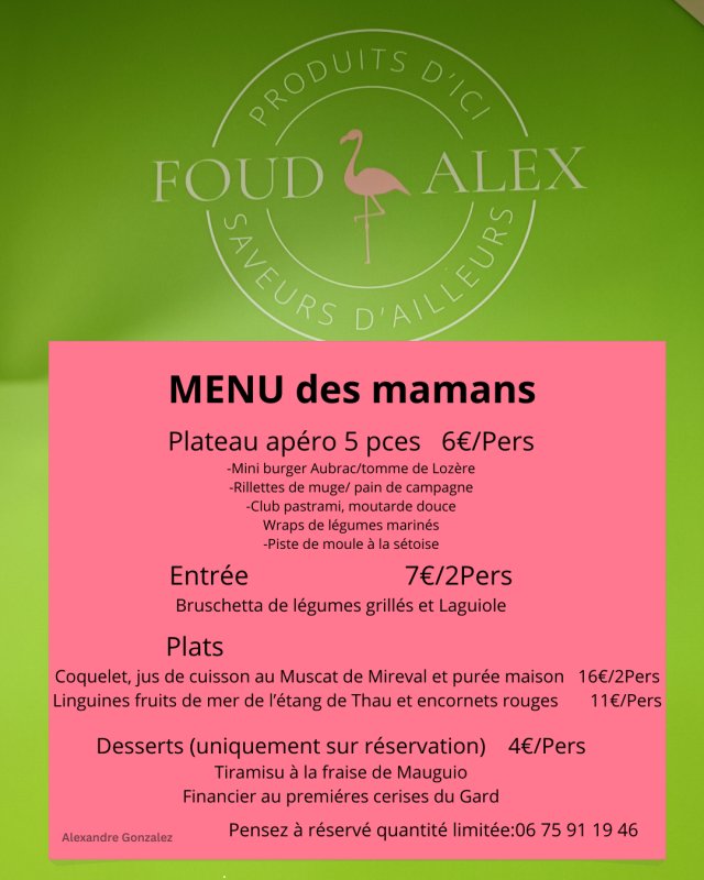 Traiteur/ food-truck présent sur le marché de Saussan le dimanche matin de 8h à 13h.
