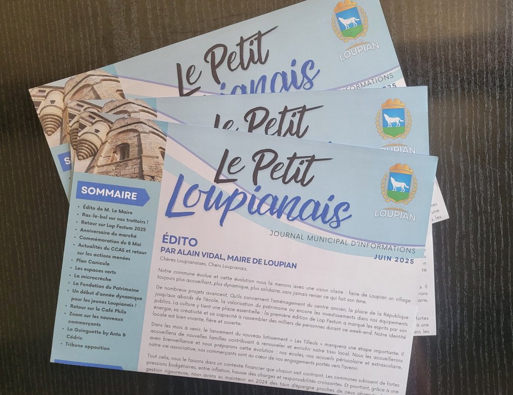 📬​ Notre journal municipal d’informations « Le petit Loupianais » est en cours de distribution et sera bientôt disponible dans votre boîte aux lettres ! 📬