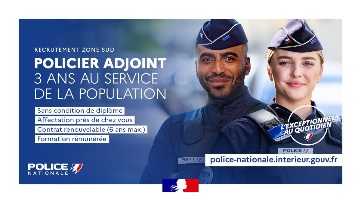 CAMPAGNE RECRUTEMENT POLICIER ADJOINT ZONE SUD