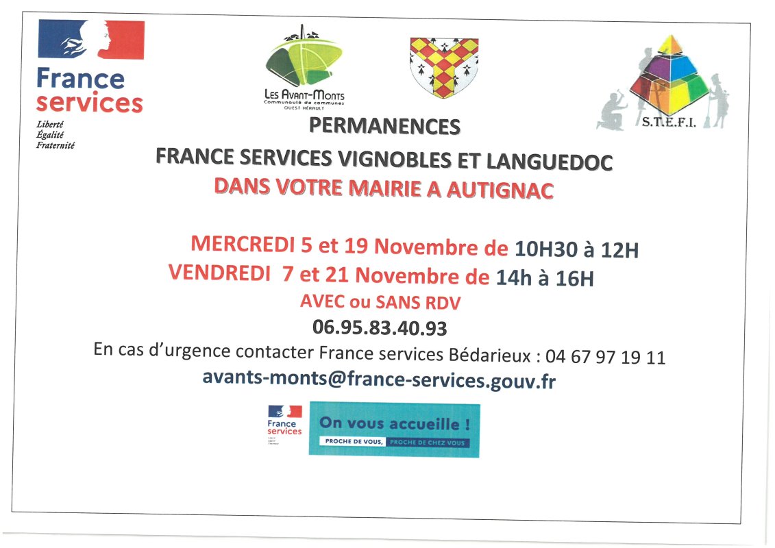 PERMANENCES FRANCE SERVICE : NOVEMBRE