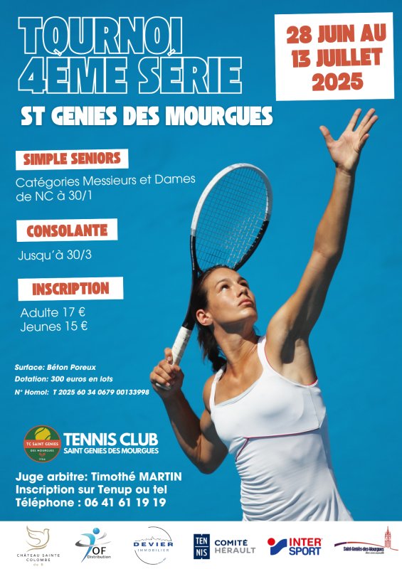 Tournoi 4e série – 3e édition au Tennis Club de Saint-Geniès-des-Mourgues