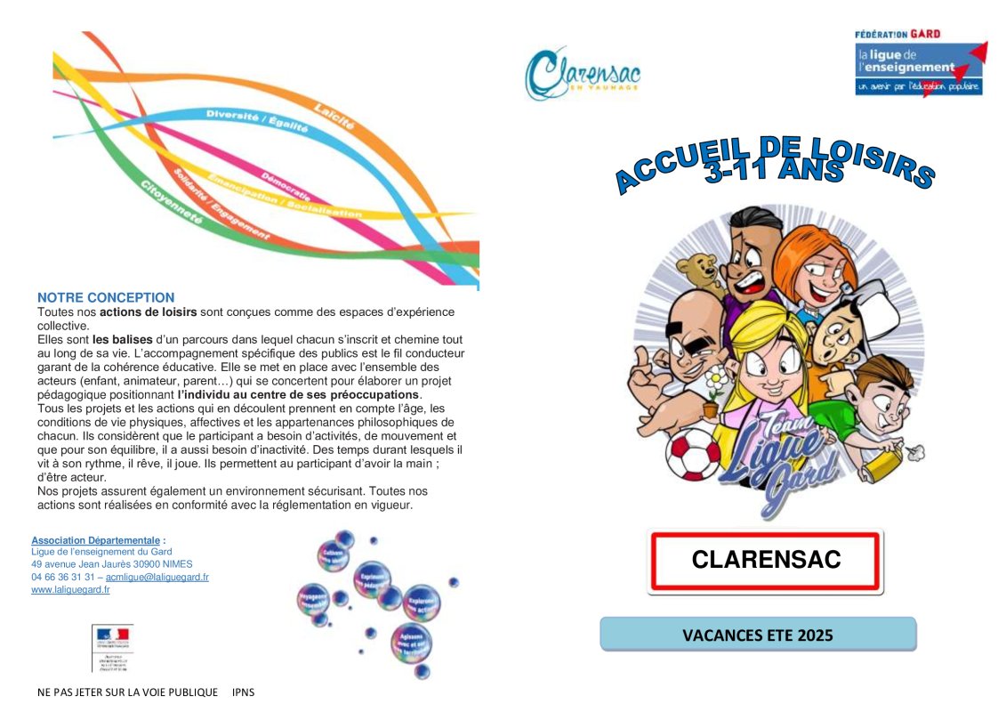 Programme CENTRE DE LOISIRS - LA LIGUE DE L'ENSEIGNEMENT - &eacute;t&eacute; 2025
