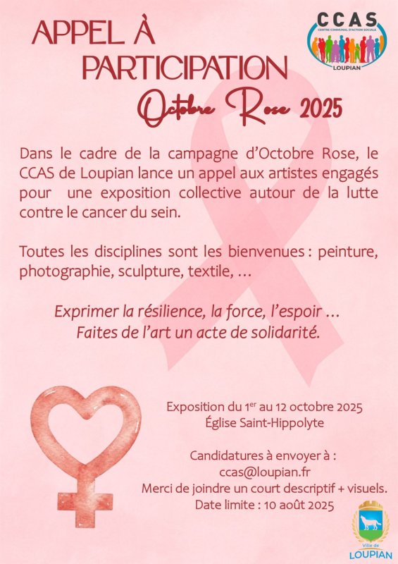Appel à participation - exposition artistes - Octobre Rose