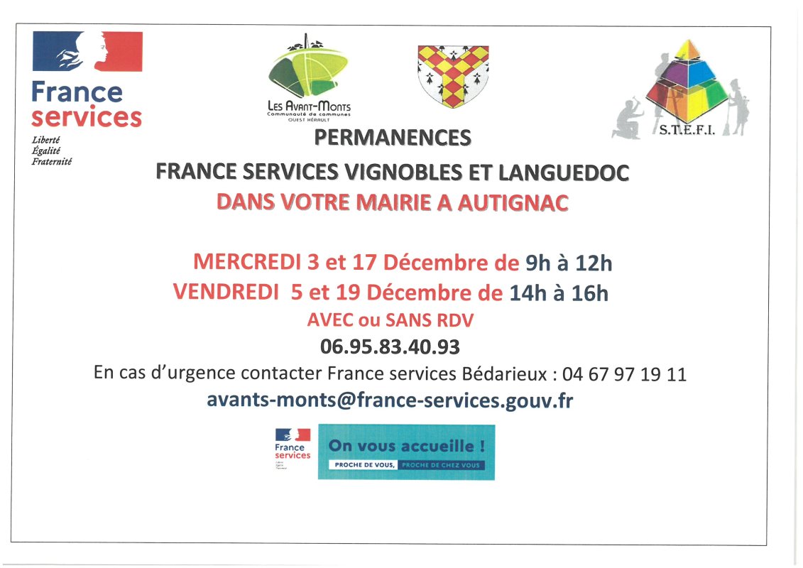 PERMANENCES FRANCE SERVICE : DÉCEMBRE