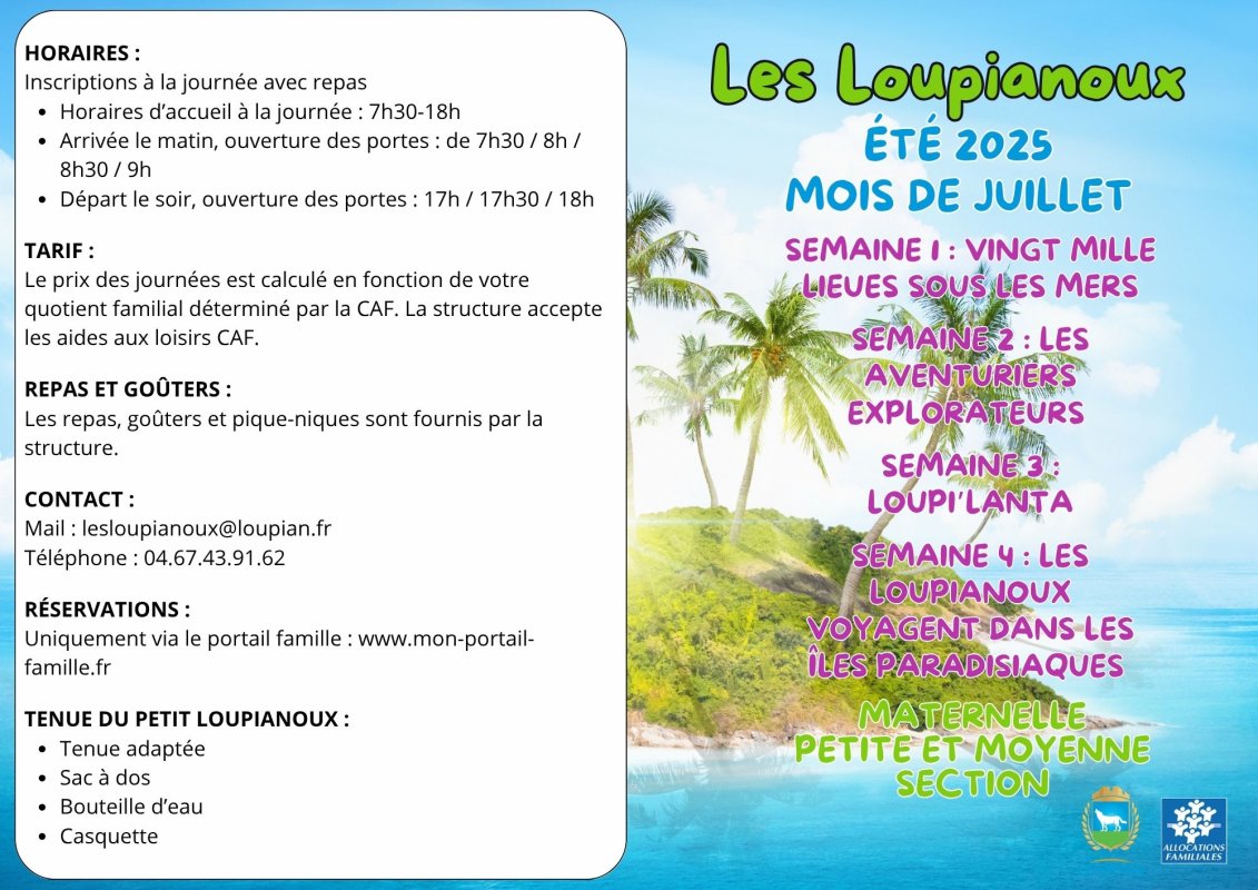 LES LOUPIANOUX : Voici le programme d'activités pour le mois de Juillet !