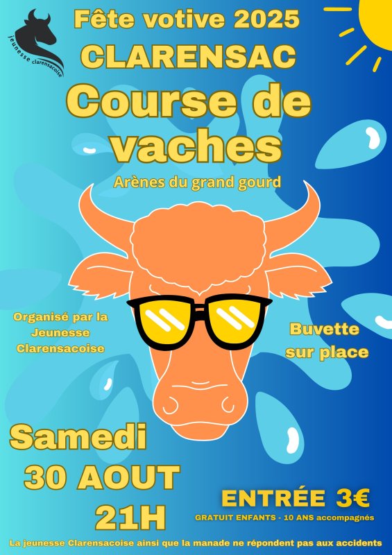SAMEDI 30 AOUT 2025 COURSE DE VACHES 21H