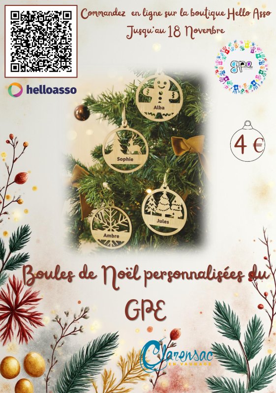 Boules de No&euml;l personnalis&eacute;es du GPE