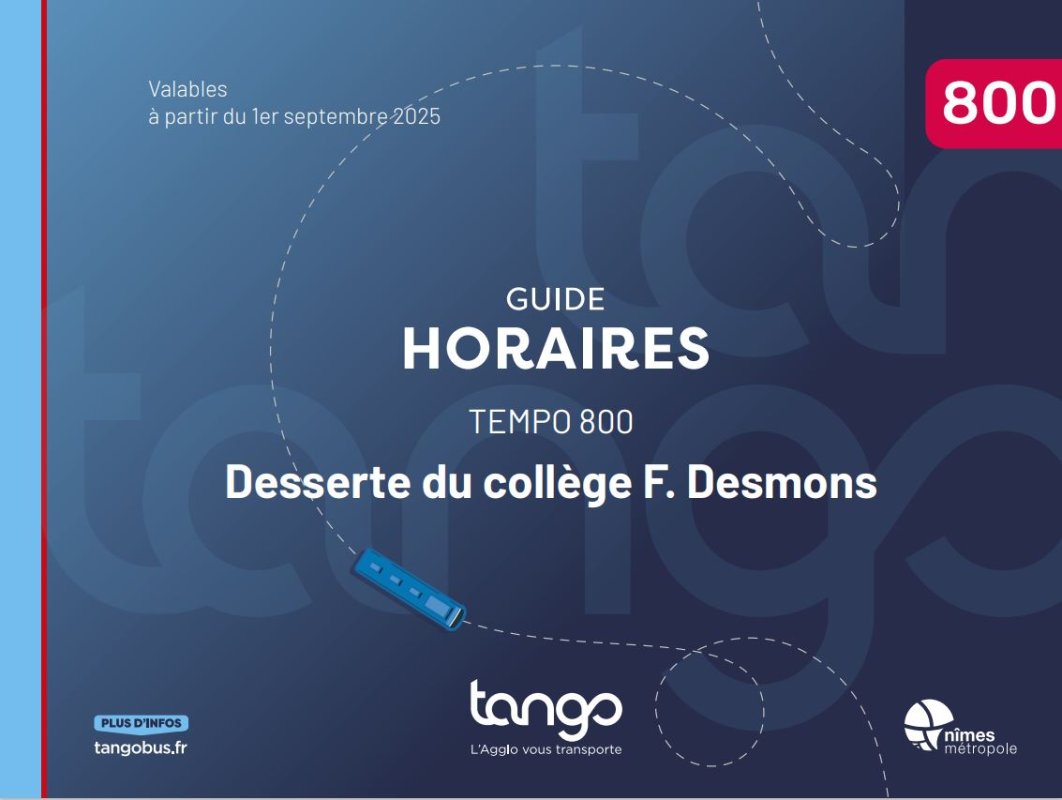 HORAIRES BUS TANGO DESERTE COLLEGE FREDERIC DESMONS