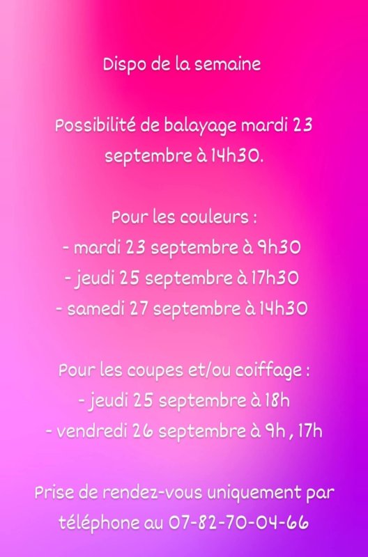 Dispo de la semaine