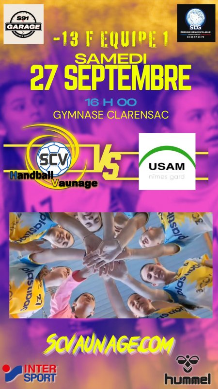 Retrouvez ci-dessous tous les matchs SC VAUNAGE Handball pr&eacute;vus ce week-end au gymnase de Clarensac