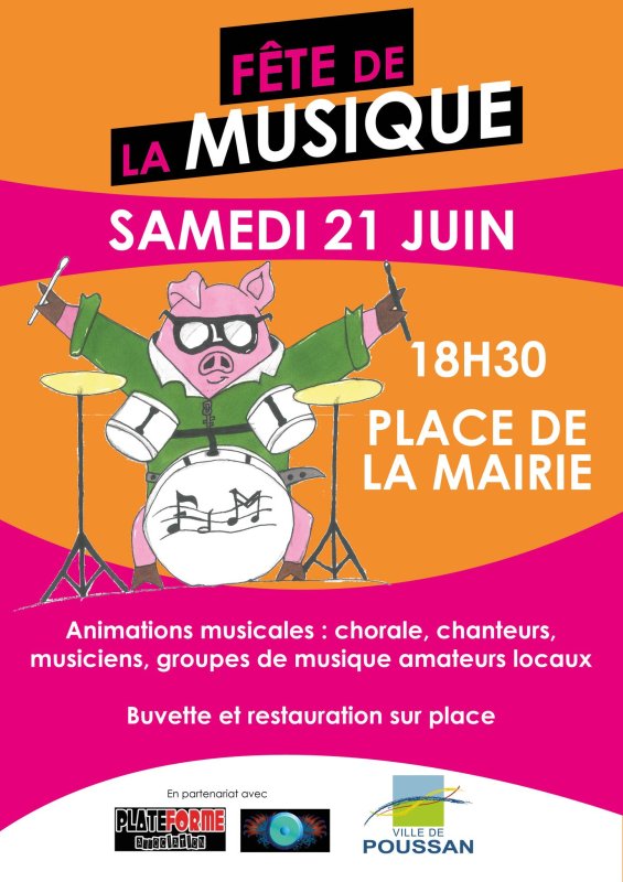 AUJOURD'HUI : 🎵 F&Ecirc;TE DE LA MUSIQUE A POUSSAN 🎵