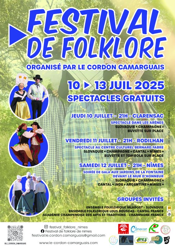 JEUDI 10 JUILLET Festival Folklore à 21h00 aux arènes