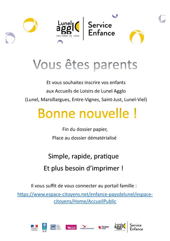 INFOS : Inscription Accueils de Loisirs de Lunel Agglo
