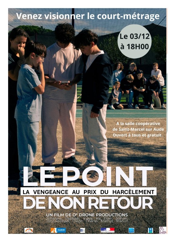 Invitation des Passerelles : Court métrage sur le cyberharcèlement. COOPÉ Mercredi 3 décembre 2025 à 18h.