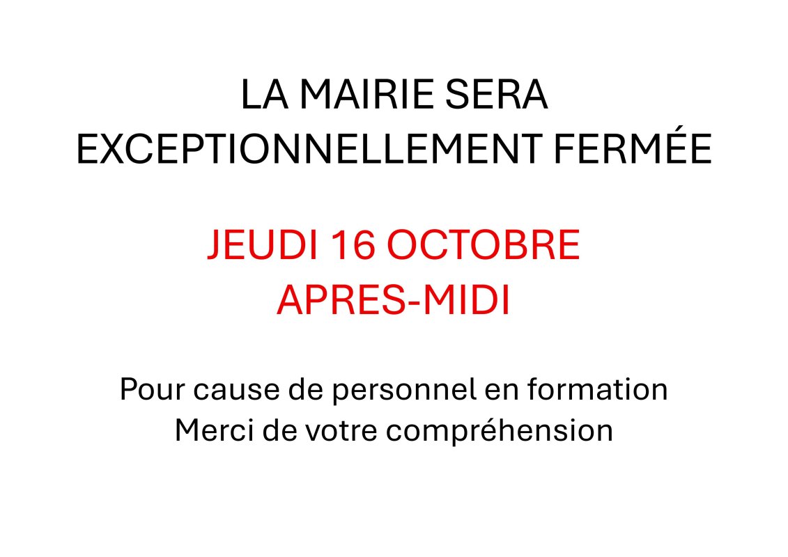 Fermeture exceptionnelle de la mairie