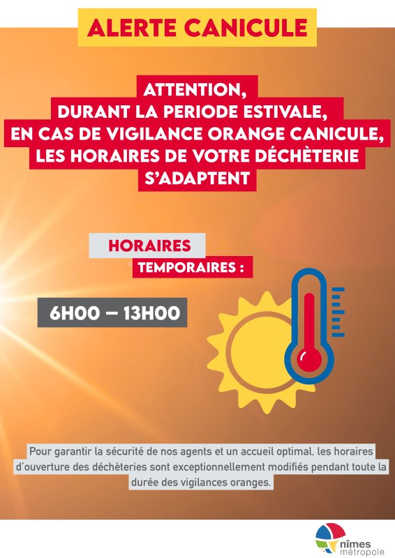 🚩 Adaptation des horaires des d&eacute;ch&egrave;teries en p&eacute;riode de canicule