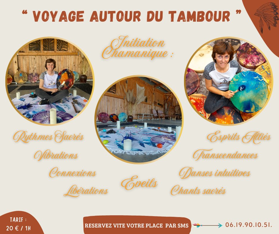 Cercle de Tambours Chamaniques : Vendredi 11 juin 2025 à 18h00 - Centre Namasté - Aigues-Mortes (30)