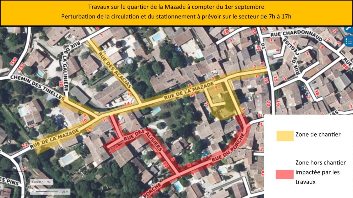 Travaux rue de la Mazade et zone de stockage
