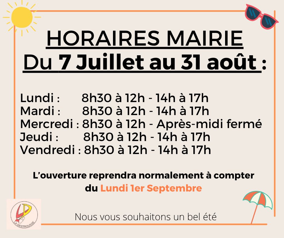 Horaires d'été - Mairie
