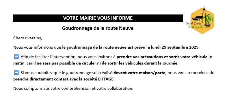 Goudronnage route neuve 29/09