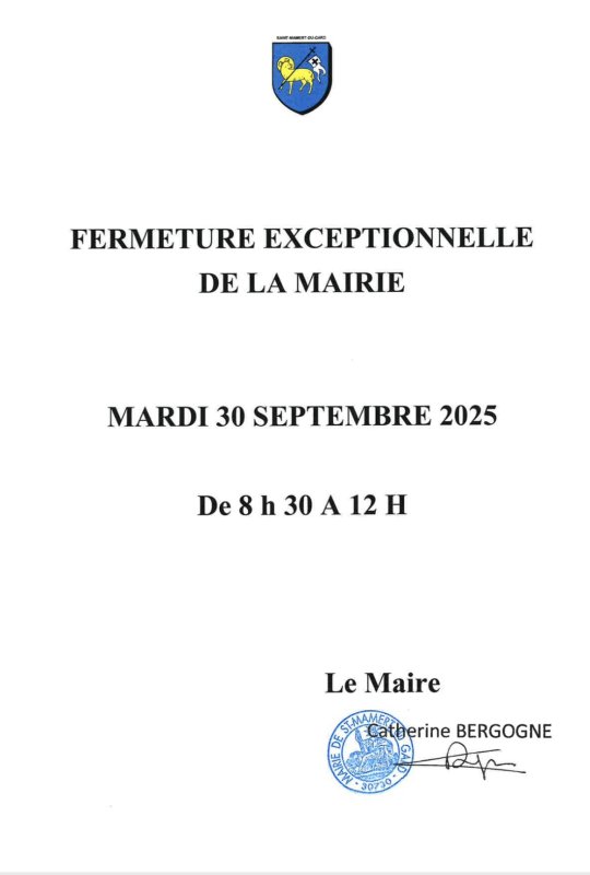 FERMETURE MAIRIE