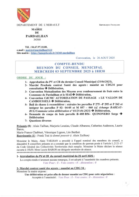CONSEIL MUNICIPAL 03/09/2025