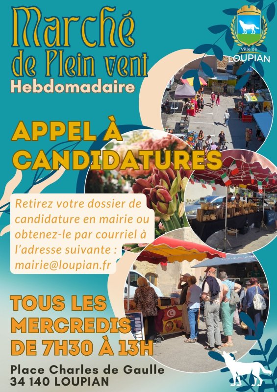 ☀️​ Appel à candidatures - MARCHÉ HEBDOMADAIRE ☀️