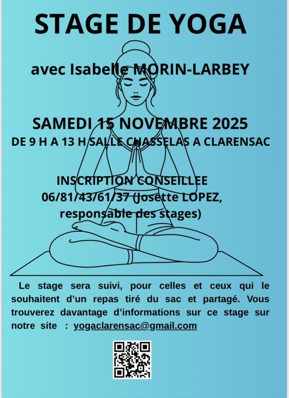 15 NOVEMBRE : Stage de Yoga