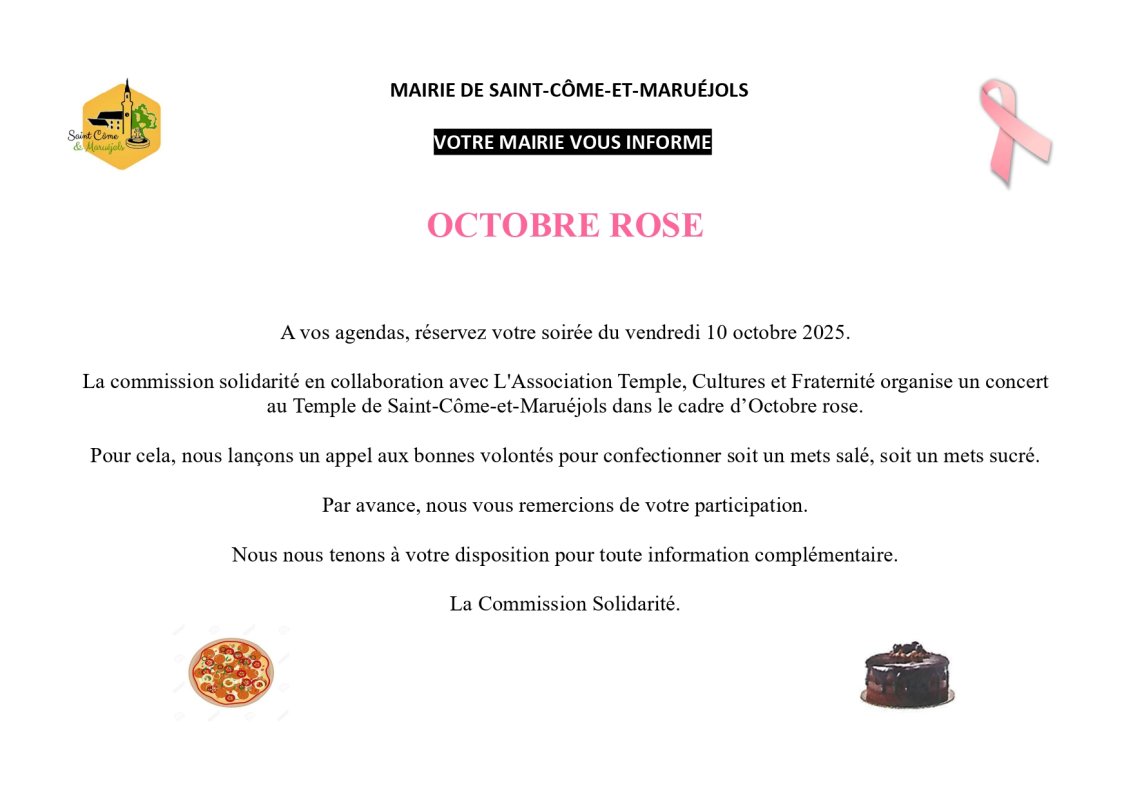 📢 Appel &agrave; participation &ndash; Concert Octobre Rose 🎶🌸