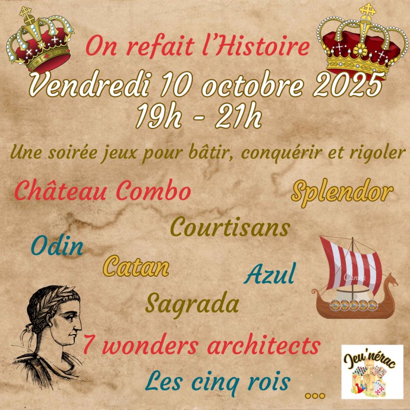 🎲 Soirée Jeux – “On refait l’Histoire !” 🏛️
