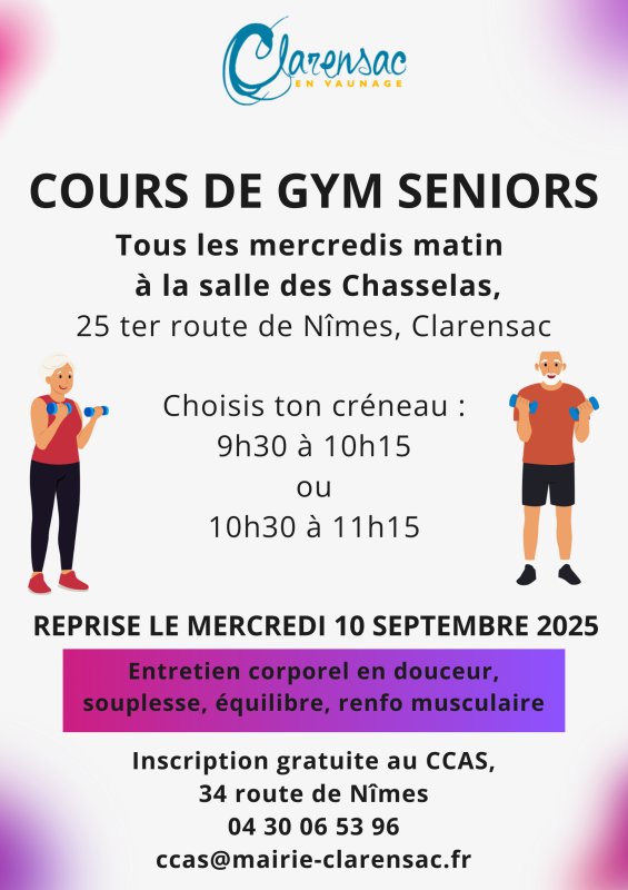 REPRISE DES COURS GYM SENIORS