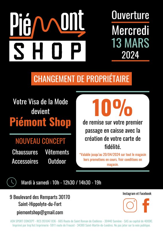 Nouveau magasin Piémont Shop sur St-Hippolyte-du-Fort