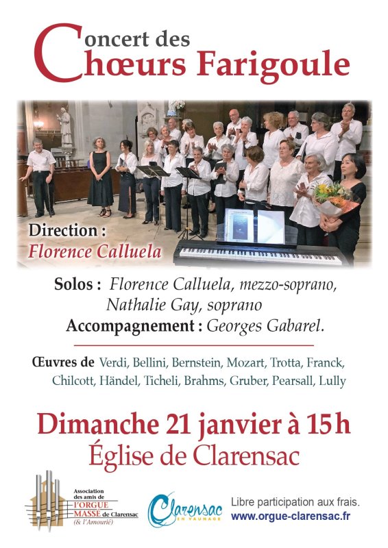 Concert à l'église de Clarensac le 21 janvier à 15h00