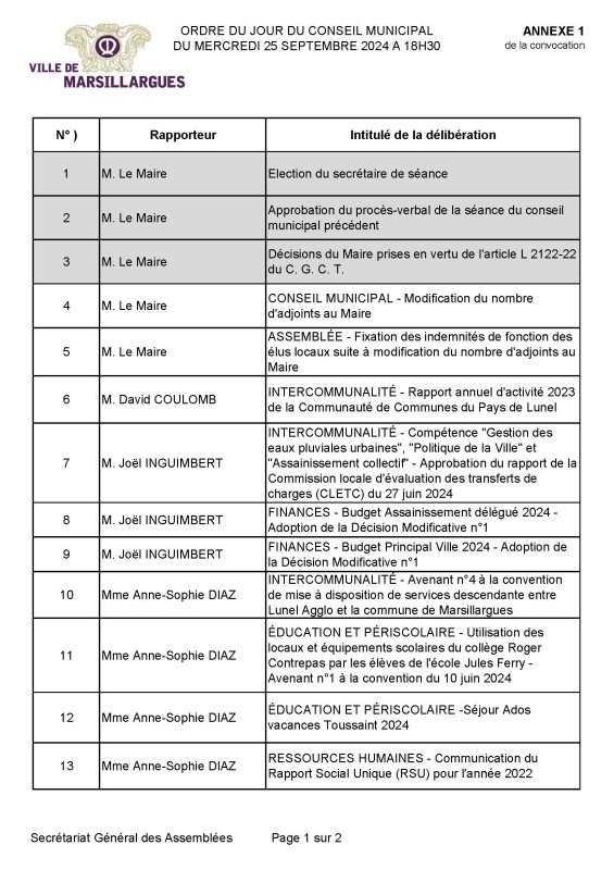 PROCHAIN CONSEIL MUNICIPAL : mercredi 25 septembre à 18h30