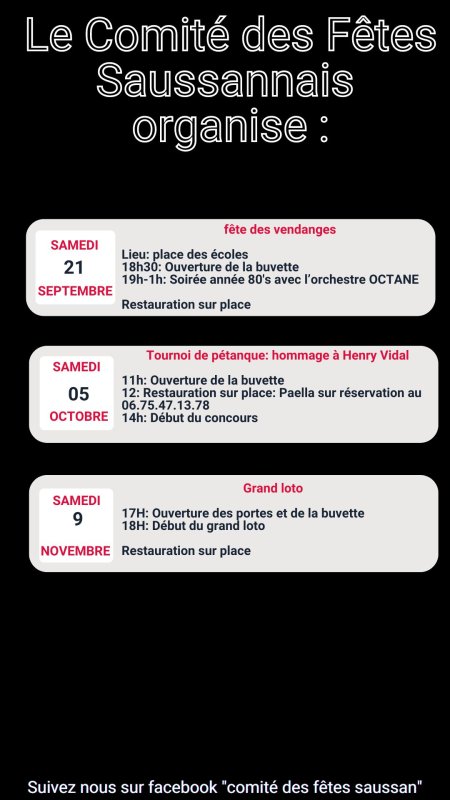 Évènements Comité Des fêtes Saussannais