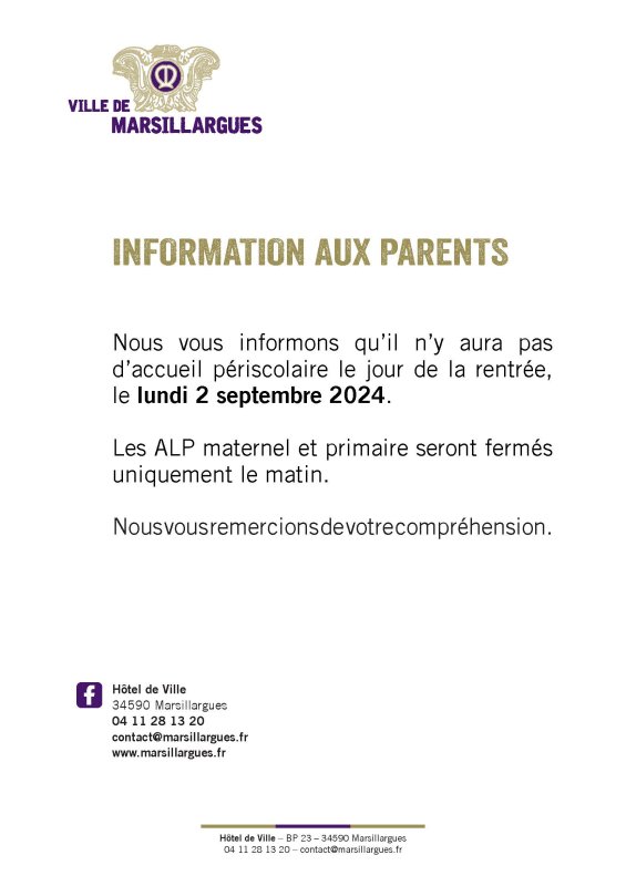 INFORMATION AUX PARENTS