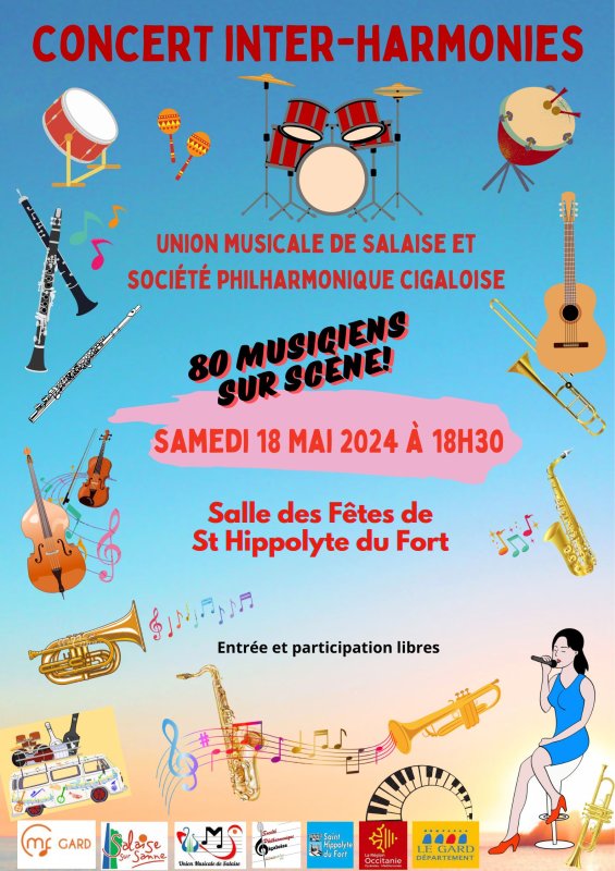 Concert Echanges Harmonies Union Musicale de Salaise et Société Philharmonique Cigaloise