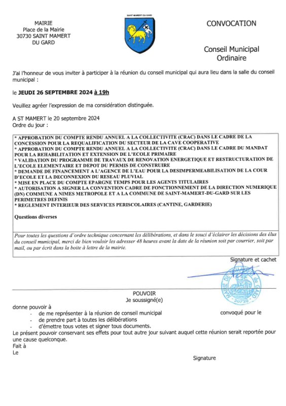 PROCHAIN CONSEIL MUNICIPAL