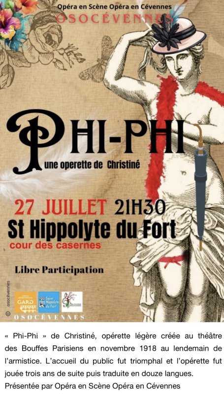 Opérette Phi-Phi  Cour des Casernes, samedi 27 juillet à 21h30