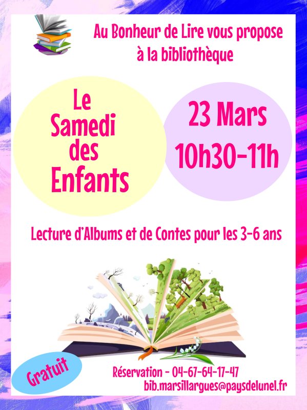 ❇️ NOUVEAU À LA BIBLIO ❇️ LE SAMEDI DES ENFANTS - LECTURE D’ALBUMS & DE CONTES