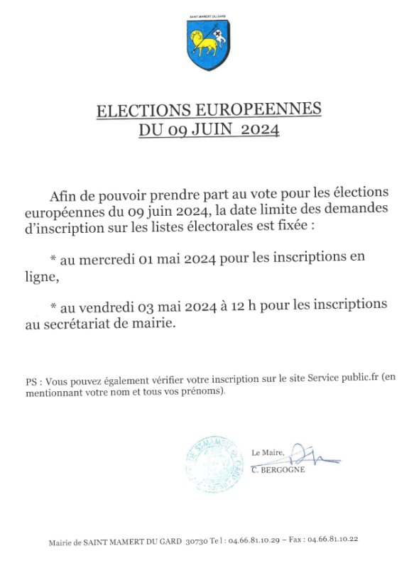 Inscription élections européennes