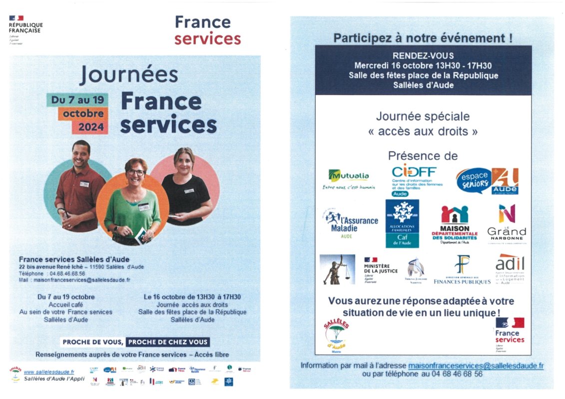 Journées France Services Sallèles d'Aude. Journée spéciale "Accès aux Droits".