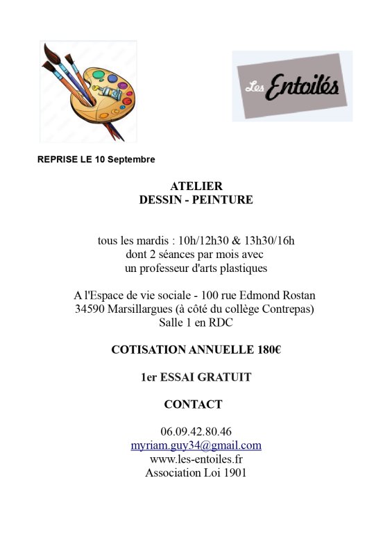 ATELIER DESSIN/PEINTURE   "LES ENTOILES"