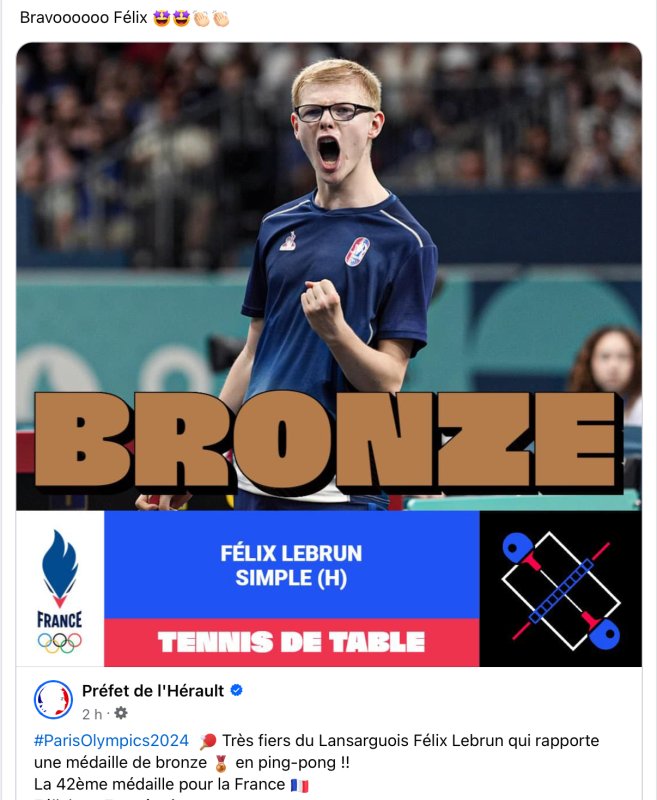 JO Paris 2024, Félix LEBRUN, Médaille de Bronze