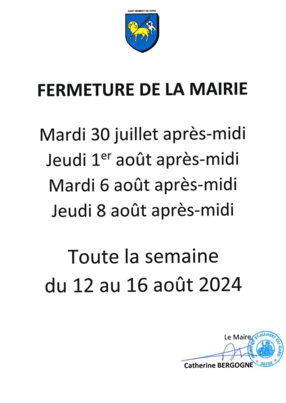 FERMETURE MAIRIE