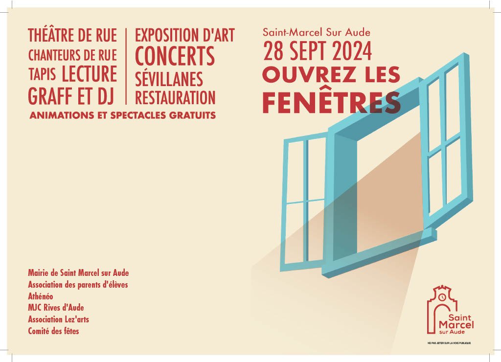 Nouveauté : "Ouvrez les fenêtres". Samedi 28 septembre de 15h à 23h.