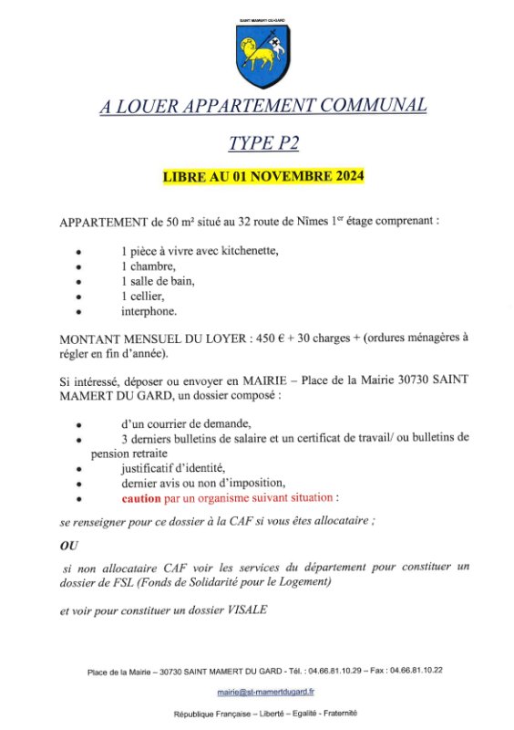 LOCATION APPARTEMENT SAINT MAMERT